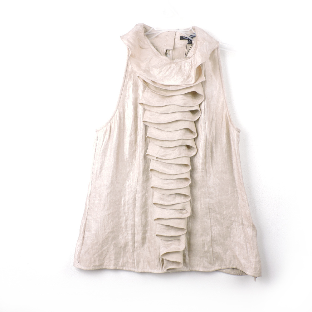 NWT Samuel Dong Classy Metallic Champagne Blouse